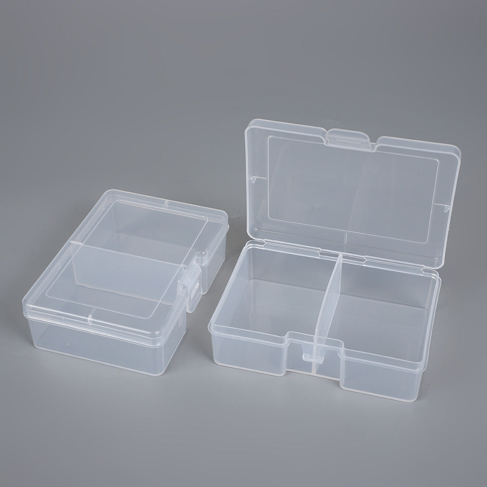 Clear Plastic Drawer Organizer Box with Snap Lid and Removable Divider | Compact Size for Travel | 4 x 3 x 1 in