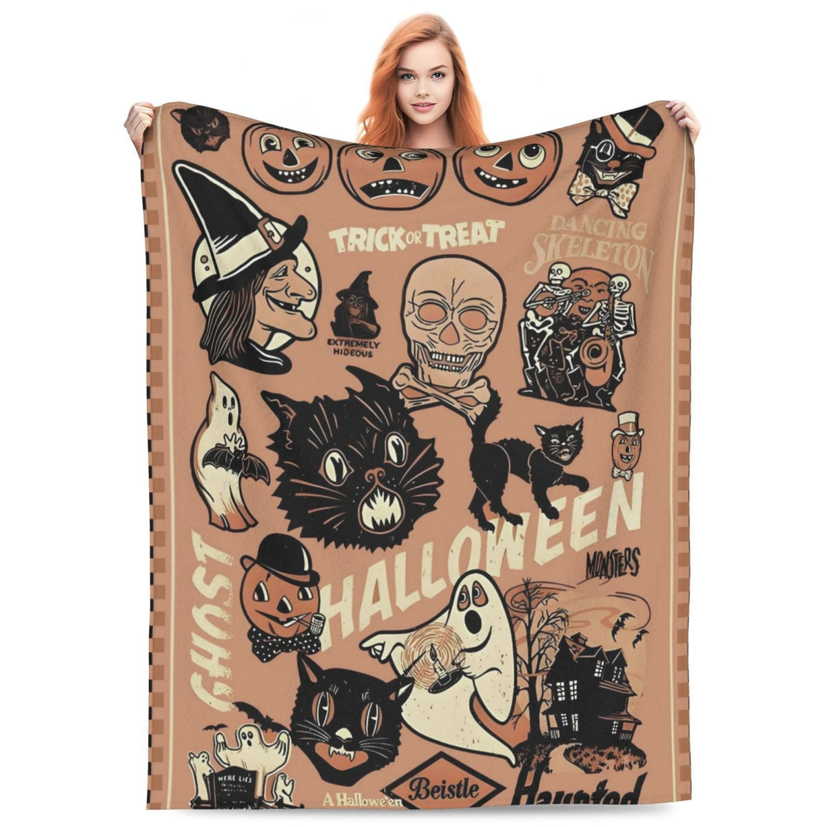 Halloween Throw Blanket | Available in 5 Colors and 3 Sizes | Soft Fleece for Sofas, Beds, and Movie Nights