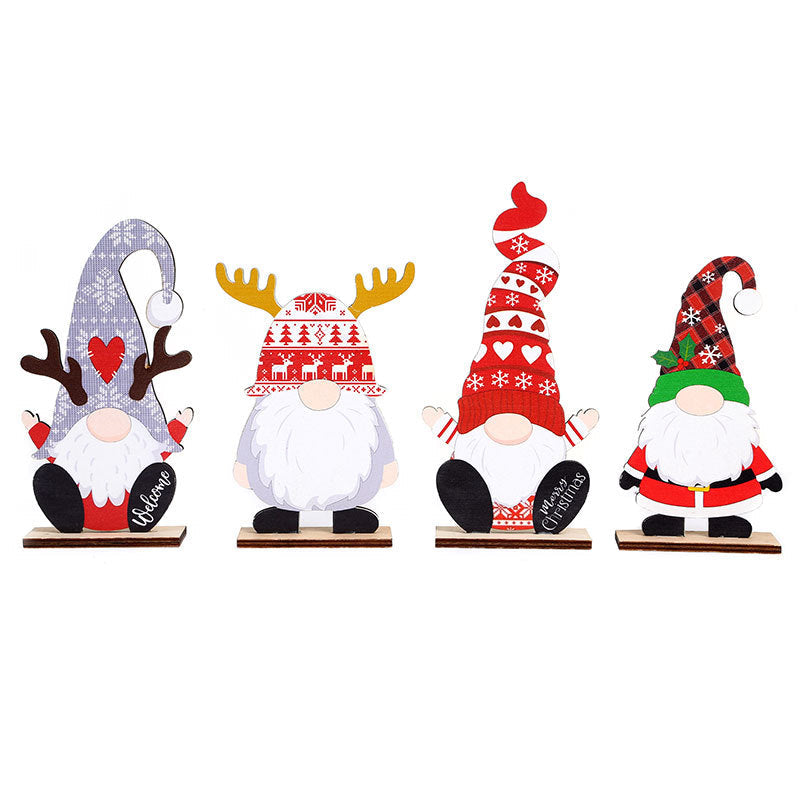 Wooden Santa Figures for Mantel and Tabletop | Detailed Hat with Winter Motifs | Christmas Decorations in Four Designs