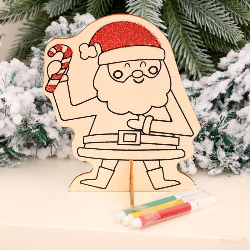 Wooden Christmas Ornaments Craft Set with Color Markers | Blank Elf and Character Cutouts to Decorate | Two Designs for Family Crafting