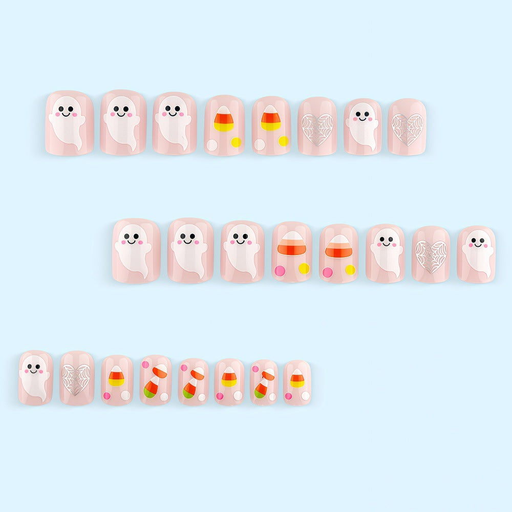 Halloween Ghost Press-On Nails | Available in Yellow | Glue-Free Application in Minutes for Parties and Nights Out