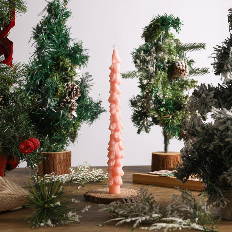 Sculpted Christmas Tree Taper Candle with Layered Branches | Cotton Wick for a Clean Even Burn | Festive Table Decorations