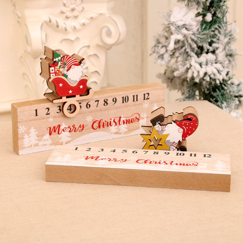 Wooden Advent Calendar with Santa in a Sleigh and Numbered Blocks | Countdown Display for Shelves and Mantels | 2 Designs