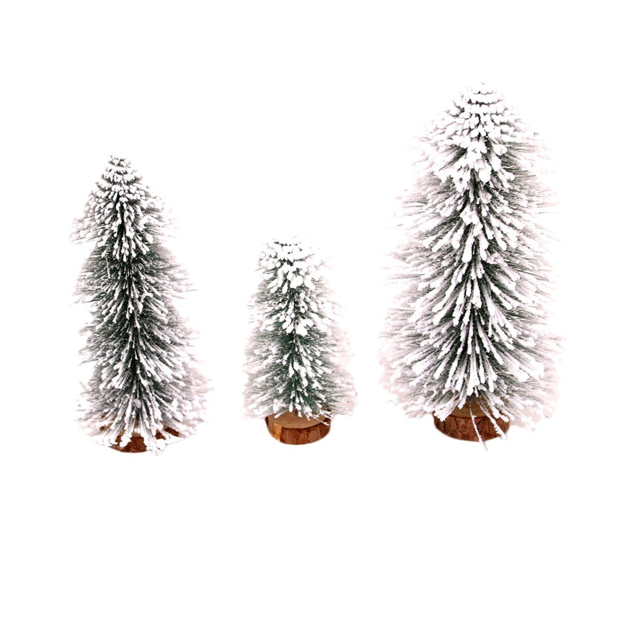 Mini Snow Covered Christmas Tree for Tabletops | Frosted Tips on a Sturdy Wooden Base | Lightweight Holiday Decorations