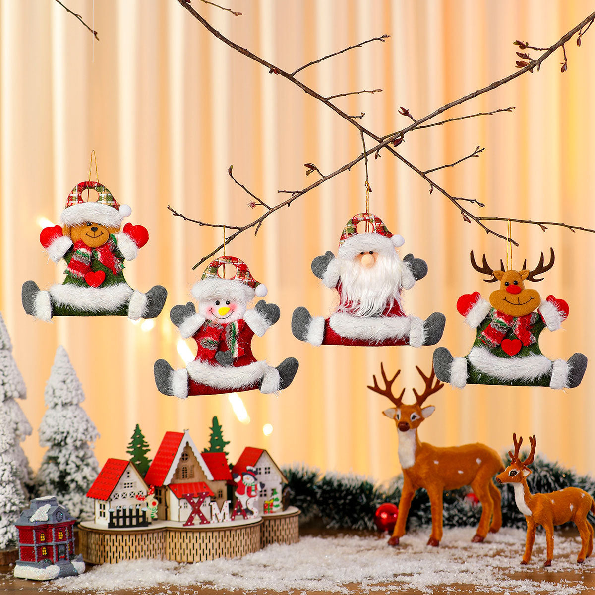 Felt Santa Ornaments with Fine Detailing | Soft Feel and a Hanging Loop | Christmas Tree, Wreath and Table Decorations