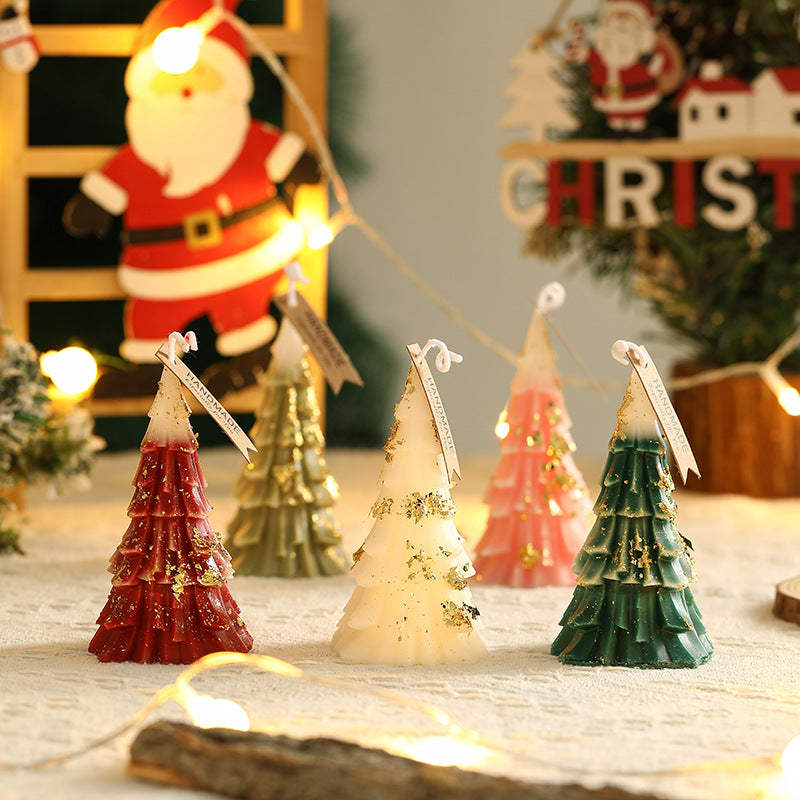 Pine Needle Textured Christmas Tree Candle | Hand Poured Soy Wax, Cotton Wick | Tabletop Holiday Decor with Gift Box