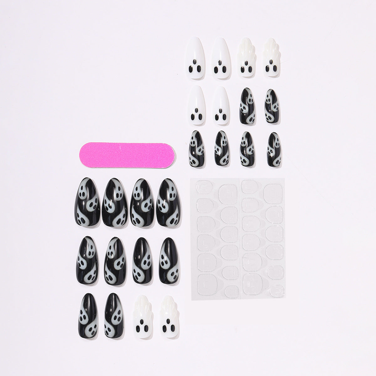 Halloween Ghost Press-On Nails | Available in Pink, Orange | Glue-Free Application in Minutes for Parties and Nights Out