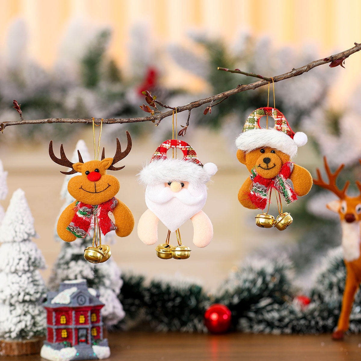 Snowman Christmas Ornaments in Soft Fabric | Classic Scarf and Hat Look | Loop for Trees, Garlands and Table Displays