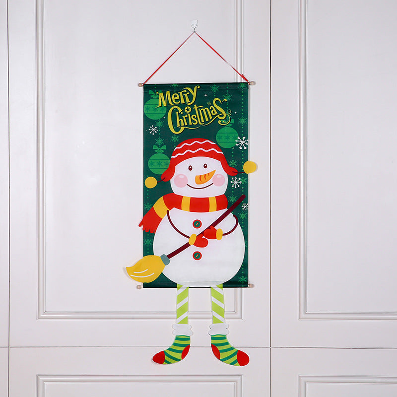 Christmas Wall Banner with Santa and Festive Greeting Print | Durable Fabric, Hanging Loop Included | Six Designs for Door Decorations