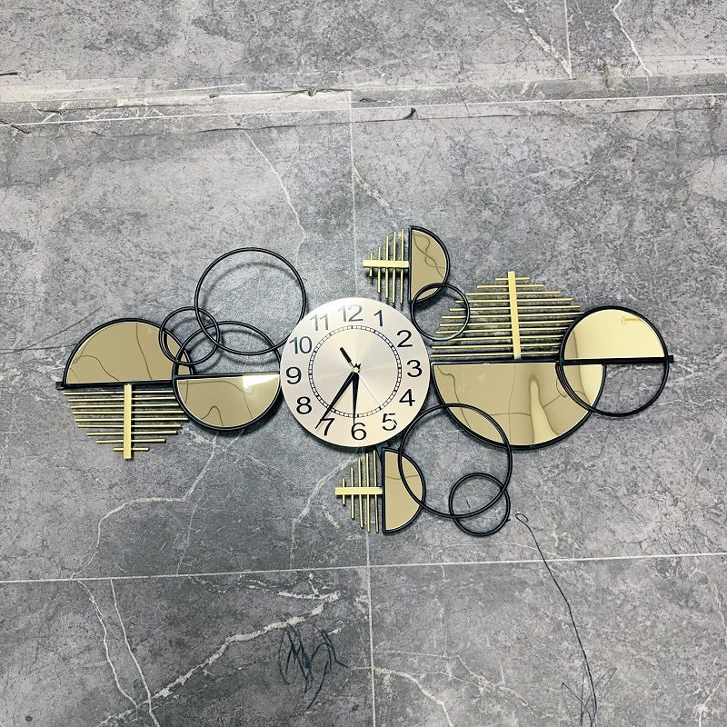 Modern Geometric Wall Clock with Gold and Black Circles | Large Dial with Clear Numbers | Silent Sweep, No Ticking