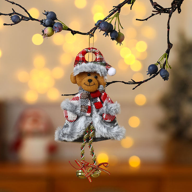 Plush Santa Figurine with Patchwork Details | Fluffy Beard and Soft Fabric Body | Christmas Decorations for Shelf or Mantel