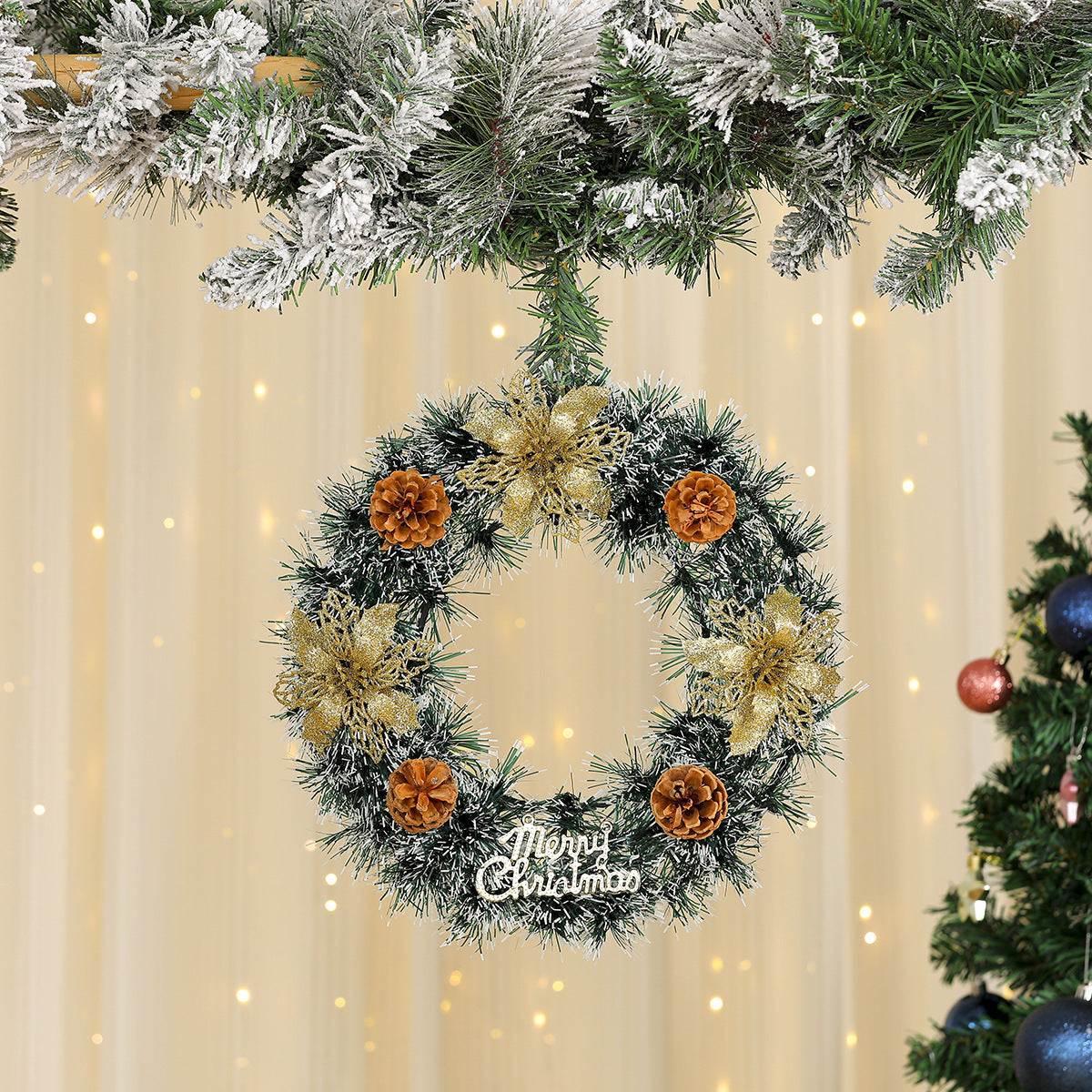 Christmas Wreath with a Felt Reindeer Face and Red Berries | Hanging Loop for Doors and Sheltered Porches | 16 Designs