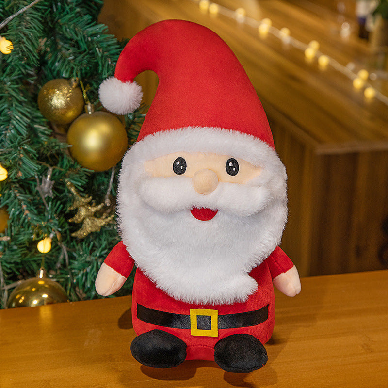 Plush Christmas Tree with a Smiling Embroidered Face | Glitter Star Top and Faux Fur Surface | Soft Toy and Shelf Decorations