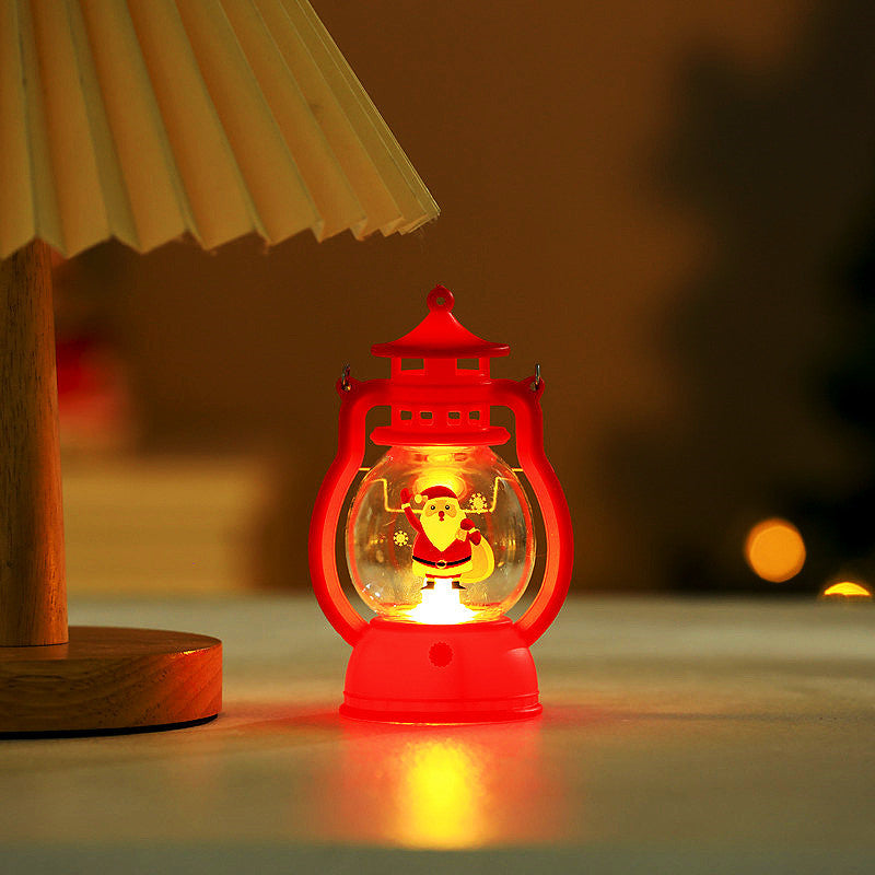 Santa Claus Christmas Decorations in a Small Oil Lamp Lantern | Energy Saving LED Light | Indoor or Outdoor Festive Accent
