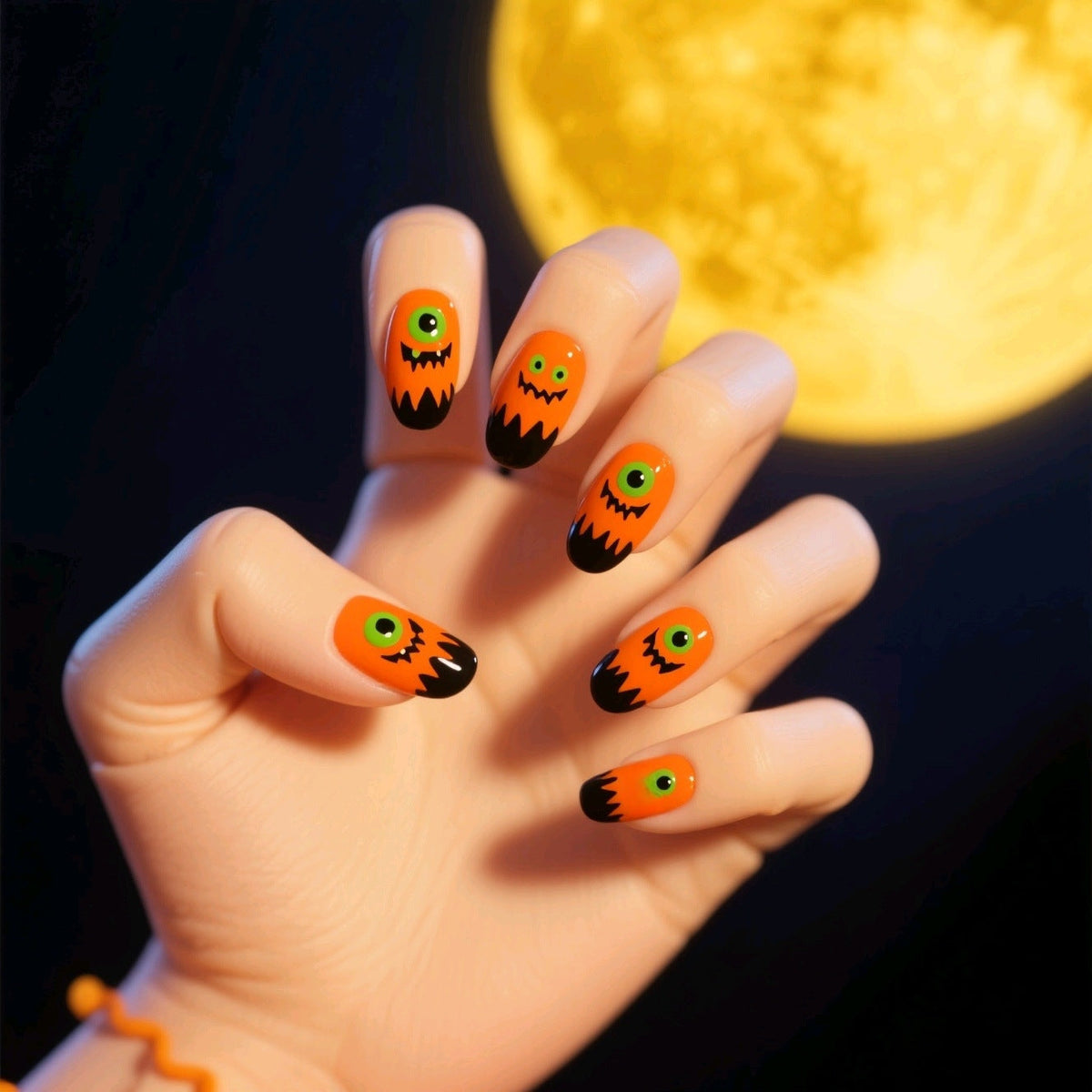 Halloween Press-On Nails | Available in Black | Glue-Free Application in Minutes for Parties and Nights Out