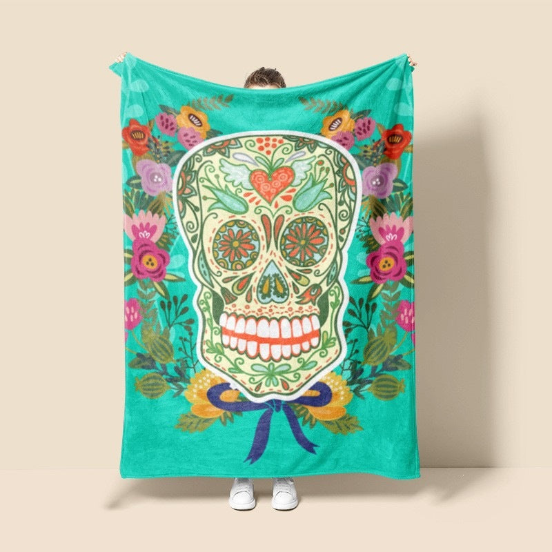 Halloween Skull Throw Blanket | Available in 6 Sizes | Soft Fleece for Sofas, Beds, and Movie Nights