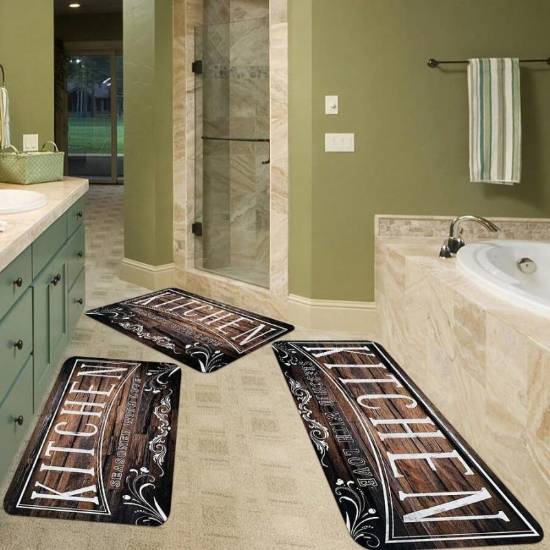 Christmas Kitchen Mat with a Merry Message | Festive Xmas Floor Rug in Black or Grey | Holiday Decor for Cooking Spaces