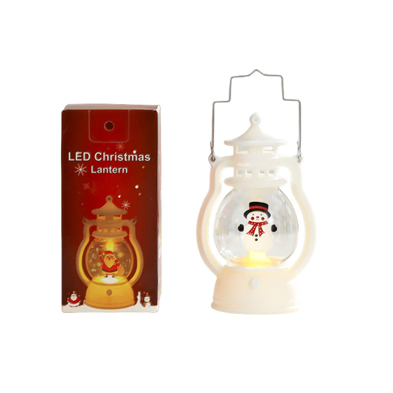 Santa Claus Christmas Decorations in a Small Oil Lamp Lantern | Energy Saving LED Light | Indoor or Outdoor Festive Accent