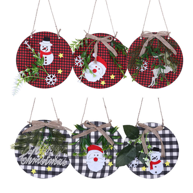 Christmas Wall Decor Sign with Merry Greeting and Greenery Accent | Rustic Round Plaque, Ready to Hang | Four Festive Designs