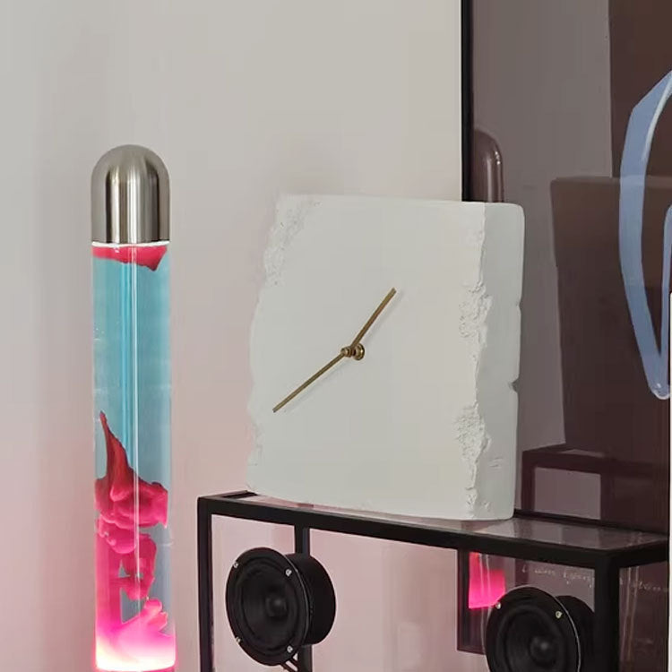 Square Wall Clock with a Textured Black or White Face | Silent Movement for a Bedroom or Study | Light to Hang