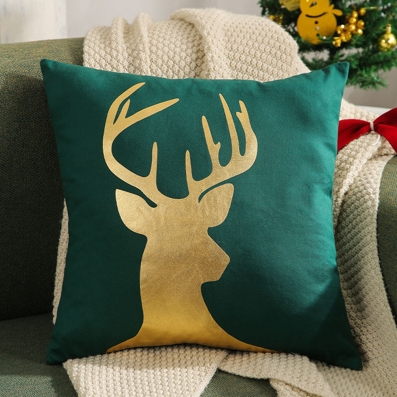 Christmas Living Room Throw Pillow Cover with Deer Silhouette | Removable Case with Discreet Zipper | 42 Designs, 17.72 x 17.72 in