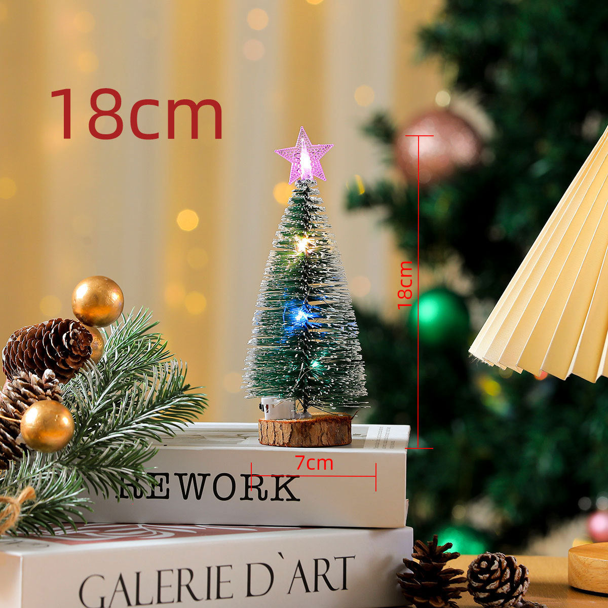 Mini Christmas Tree with Warm LED Lights | Nordic Styling for Desks and Side Tables | Festive Holiday Decorations