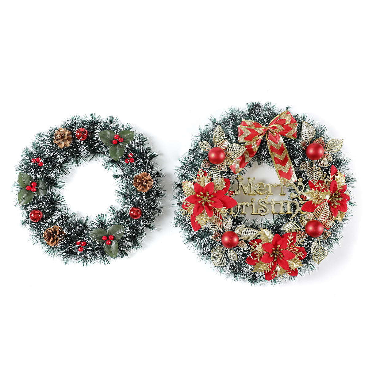 Christmas Wreath with a Felt Reindeer Face and Red Berries | Hanging Loop for Doors and Sheltered Porches | 16 Designs
