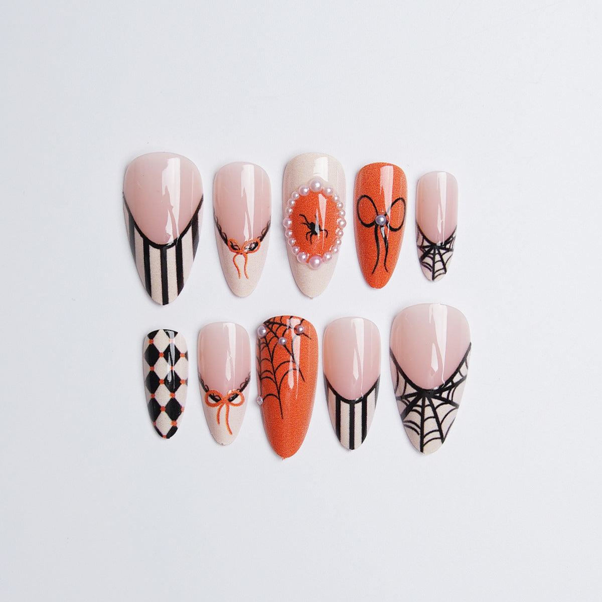 Halloween Press-On Nails | Available in Beige, 24 Stück | Glue-Free Application in Minutes for Parties and Nights Out
