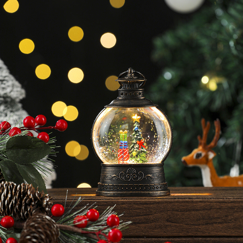 Christmas Snowman Lantern with a Glitter Filled Dome | Battery Powered, No Cables Needed | Warm LED Glow for Mantel Decor