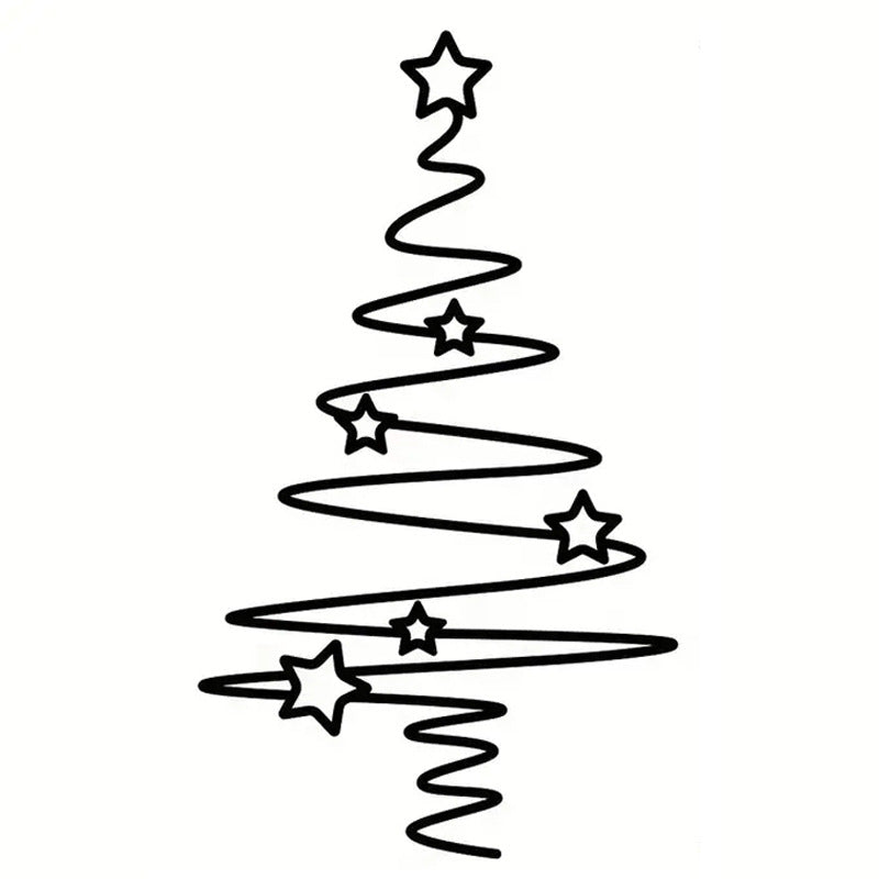 Christmas Tree Wall Sticker in Vinyl | Removable Water-Resistant Decal 30 x 17 cm | Xmas Decorations Indoor