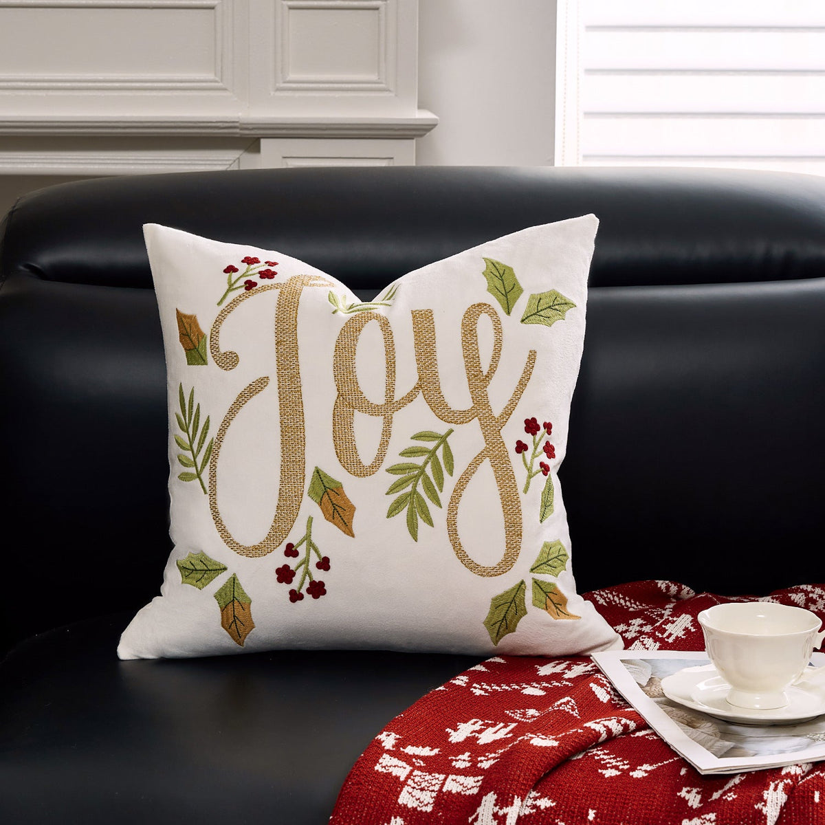 Christmas Living Room Throw Pillow Cover with Deer Silhouette | Removable Case with Discreet Zipper | 42 Designs, 17.72 x 17.72 in