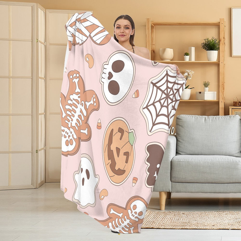 Halloween Throw Blanket | Available in White | Soft Fleece for Sofas, Beds, and Movie Nights