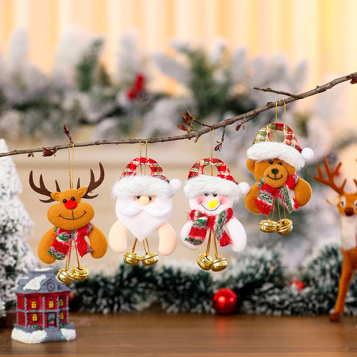 Snowman Christmas Ornaments in Soft Fabric | Classic Scarf and Hat Look | Loop for Trees, Garlands and Table Displays
