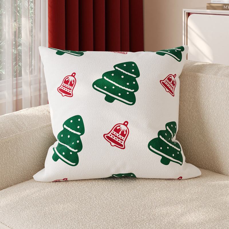 Christmas Throw Pillow Cover in Soft Linen Blend | Hidden Zipper, Machine Washable | Festive Indoor Holiday Decorations