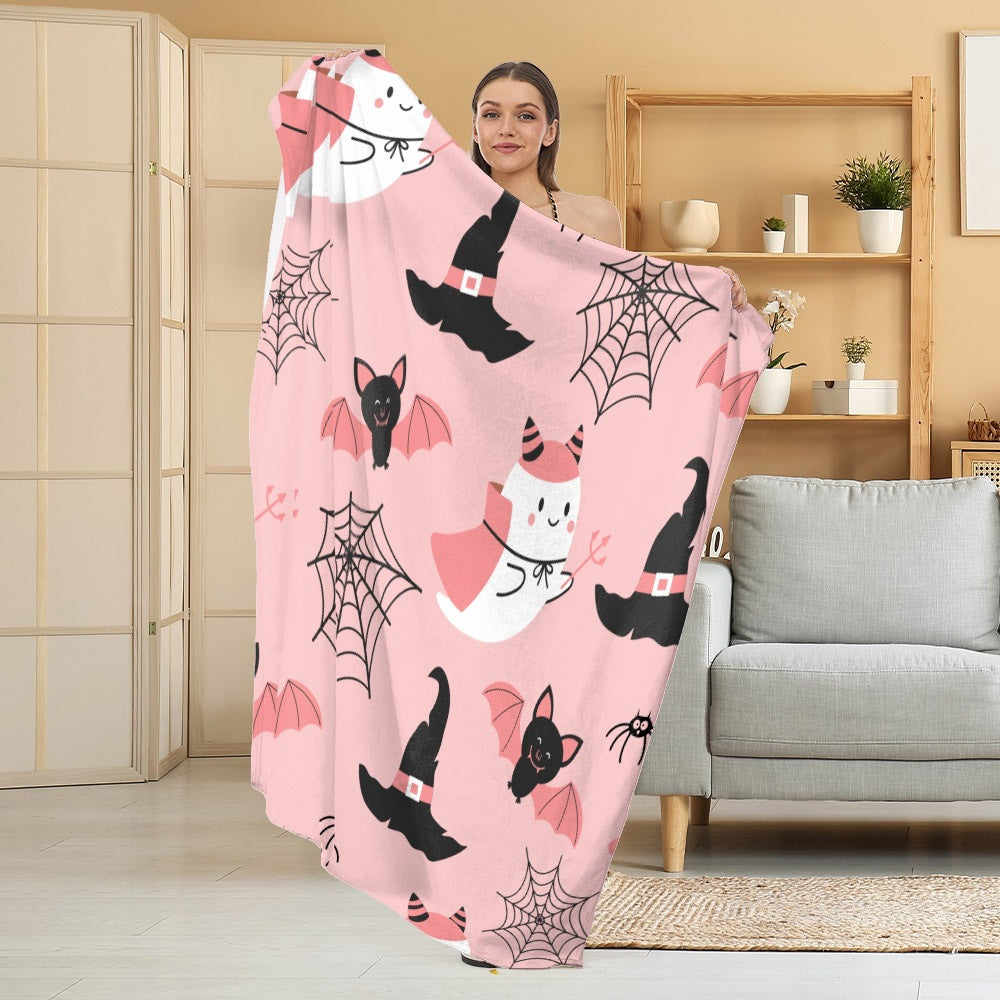 Halloween Throw Blanket | Available in White | Soft Fleece for Sofas, Beds, and Movie Nights