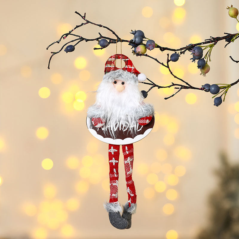 Hanging Snowman Figure in Fabric and Felt | Long Dangling Legs and a Cozy Hat | Shelf and Christmas Tree Decorations