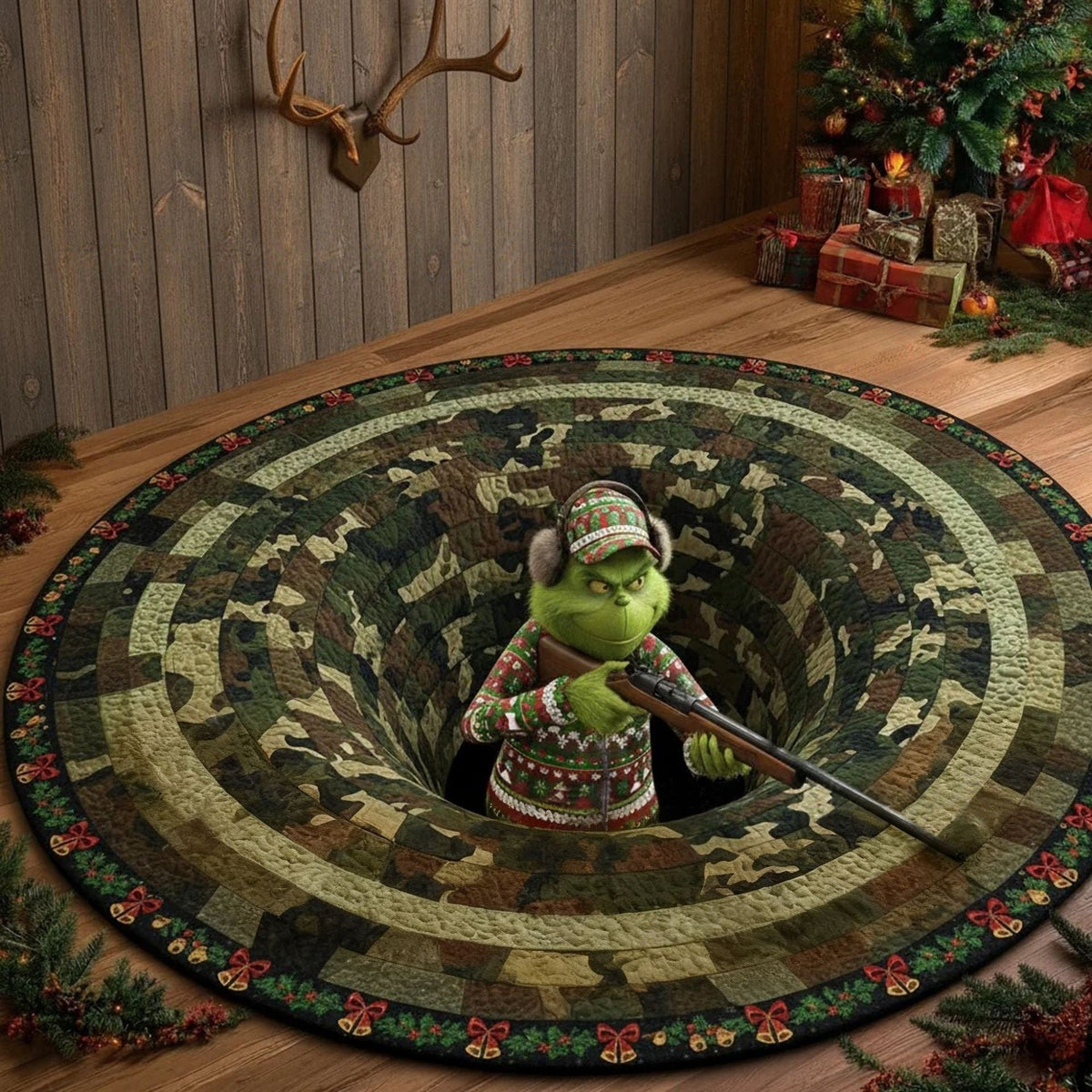 3D Christmas Rug with Gnome and Stone Well Print | Soft Durable Pile That Wipes Clean | 6 Sizes, 14 Designs