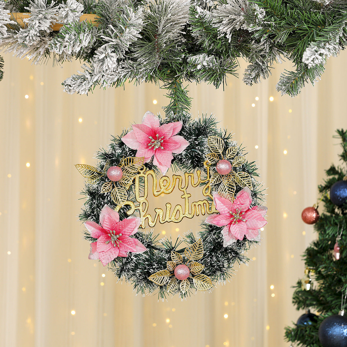Christmas Wreath with a Felt Reindeer Face and Red Berries | Hanging Loop for Doors and Sheltered Porches | 16 Designs