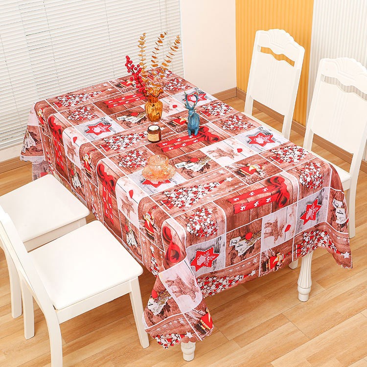 Christmas Tablecloth with Reindeer, Snowmen and Seasonal Motifs | Stain-Resistant Weave, Machine Washable | 4 Colorways