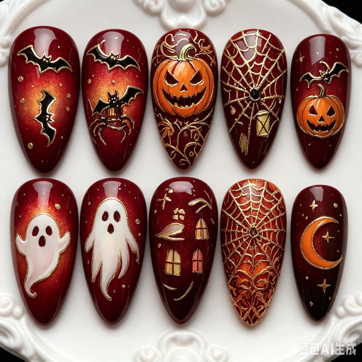 Halloween Press-On Nails | Available in Nude, Boxed | Glue-Free Application in Minutes for Parties and Nights Out