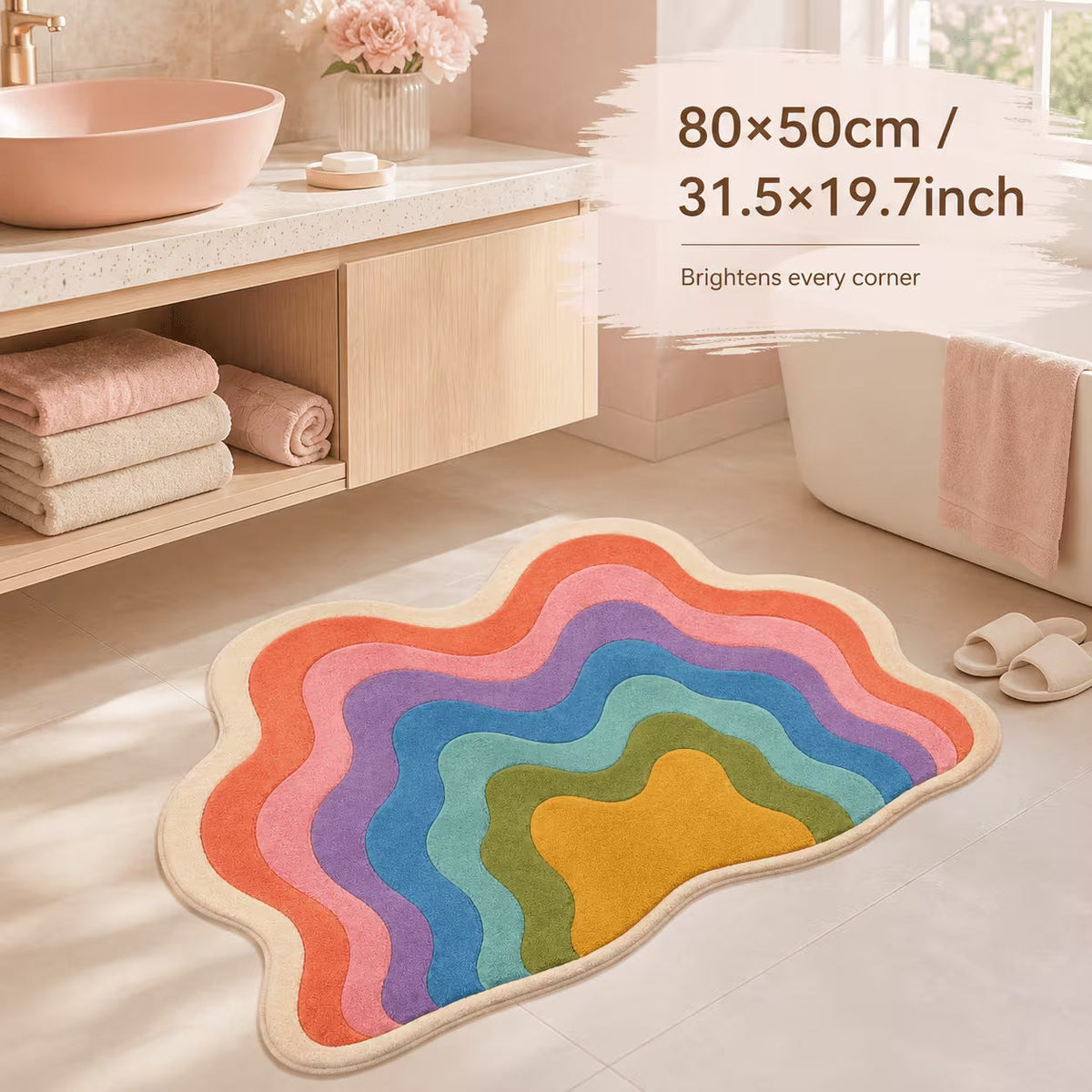 Flower-Shaped Area Rug with Layered Color Bands | Soft Underfoot for a Bedroom or Dressing Corner | Easy to Clean