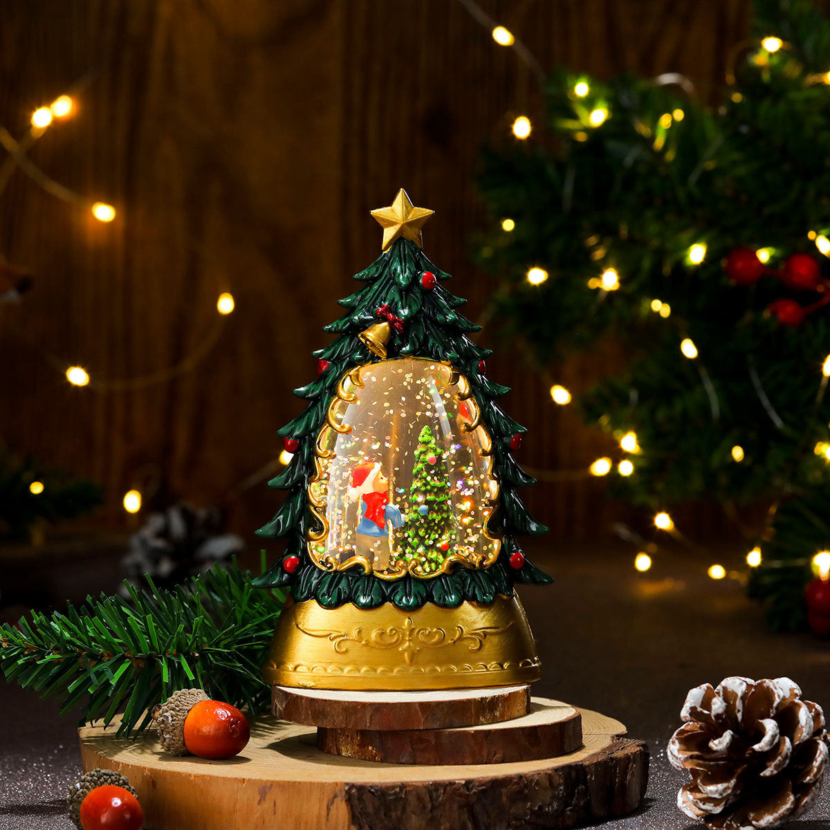 Telephone Box Christmas Decorations with a Snowman Scene | Battery Powered Lantern for Indoor or Outdoor Use | Warm Snowy Glow