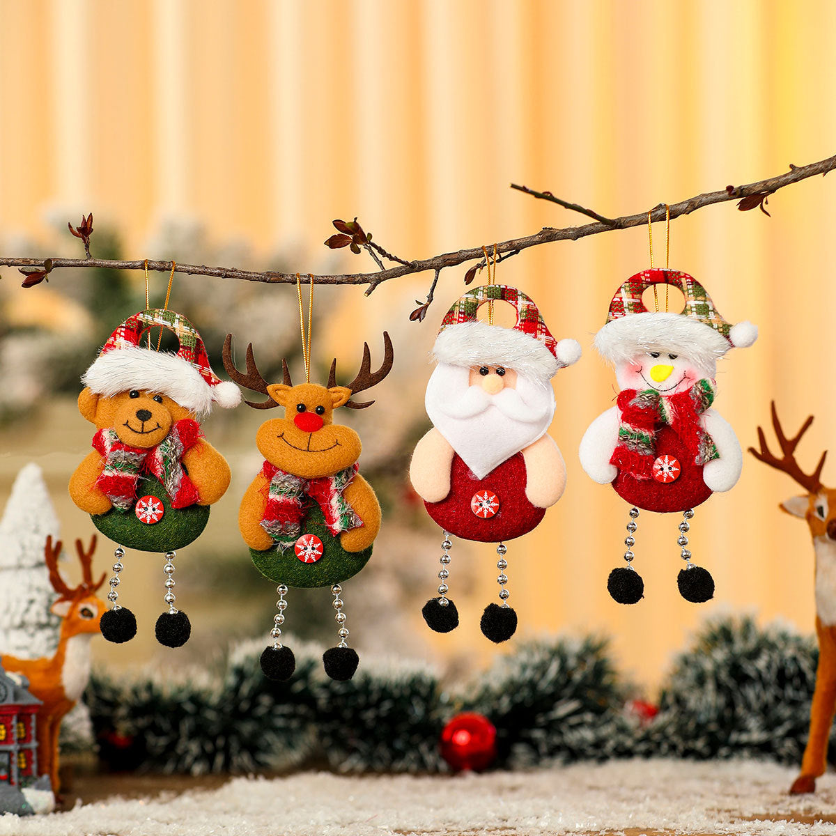 Felt Christmas Angel Ornaments with Red Hat, Wings and Star Details | Hanging String Included | Twenty Designs for Tree or Gift Wrap