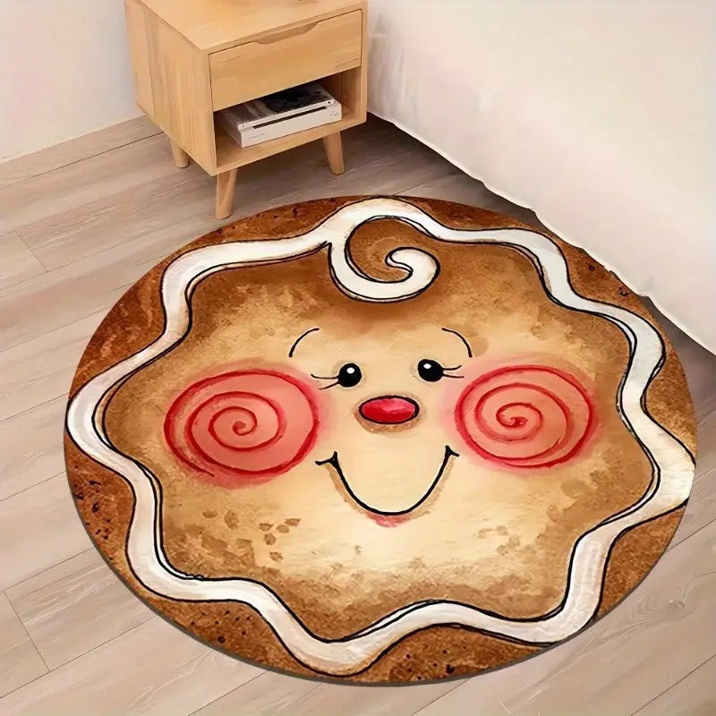 Gingerbread Shaped Bath Mat in Soft Plush | Non-Slip Christmas Bathroom Rug | Cute Festive Floor Accent in Pink