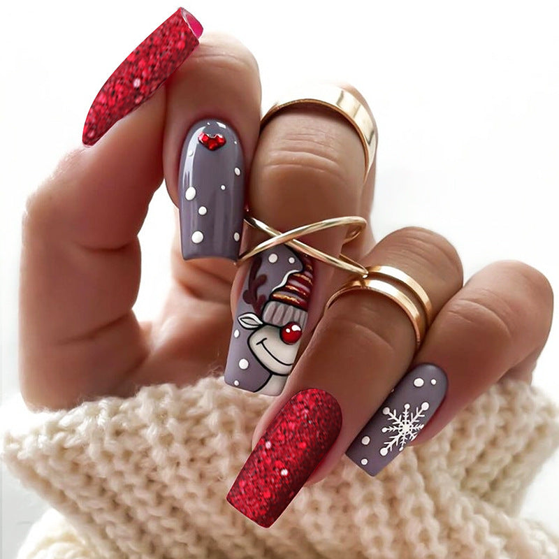 Glitter Nails with Sparkling Christmas Motifs | Festive Press On Nail Art Designs | Easy Manicure for Winter Parties