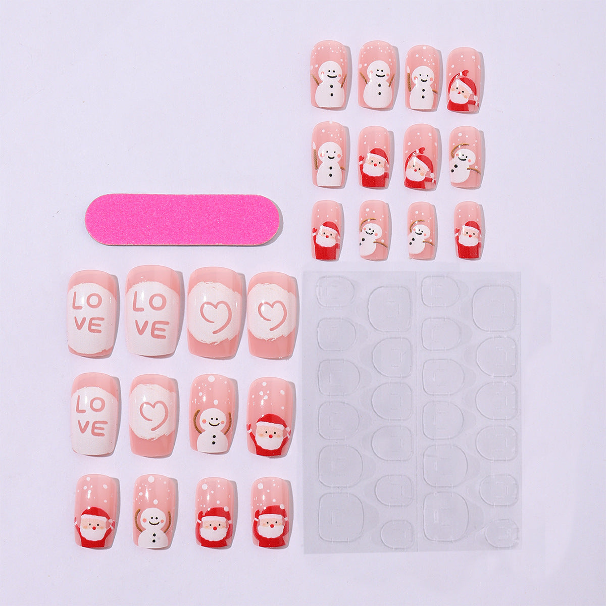 Santa and Snowman Nails for Christmas | Glossy Press On Nail Designs for Winter | Festive Manicure Kit for Home Parties
