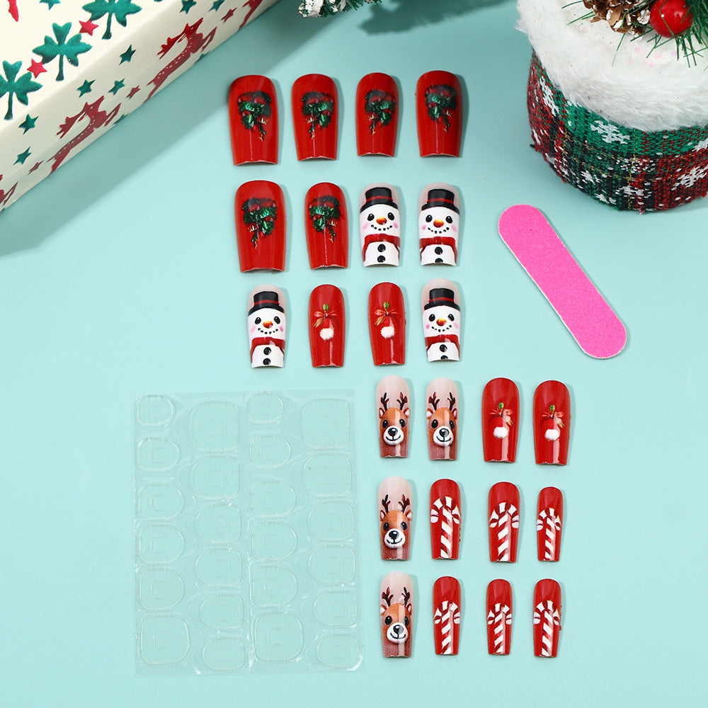 Snowman and Reindeer Nails for Christmas | Press On Nail Designs with Winter Motifs | Festive Manicure for Parties