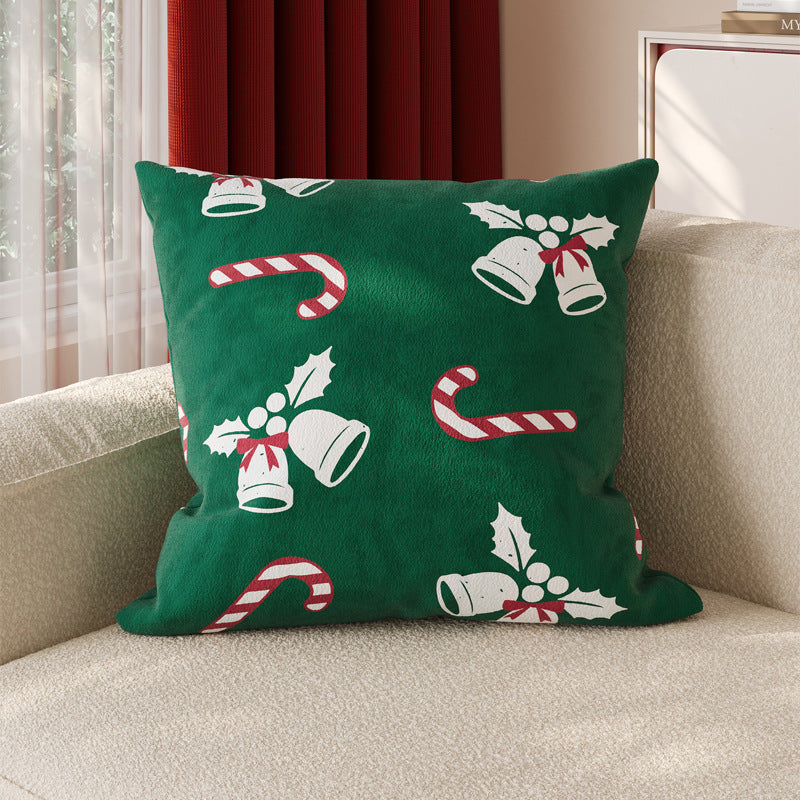 Christmas Throw Pillow Cover in Soft Linen Blend | Hidden Zipper, Machine Washable | Festive Indoor Holiday Decorations