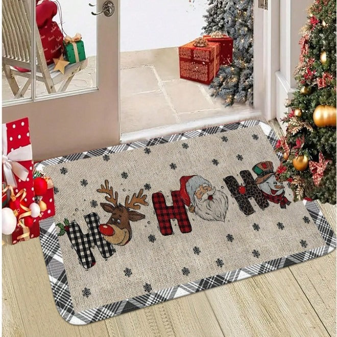 Christmas Welcome Door Mat with Snowman and Tis the Season Print | Non-Slip Backing for Indoor or Outdoor Use | Eight Designs