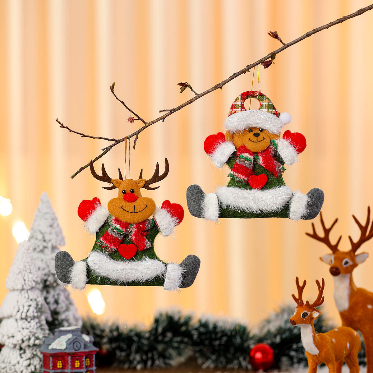 Felt Santa Ornaments with Fine Detailing | Soft Feel and a Hanging Loop | Christmas Tree, Wreath and Table Decorations